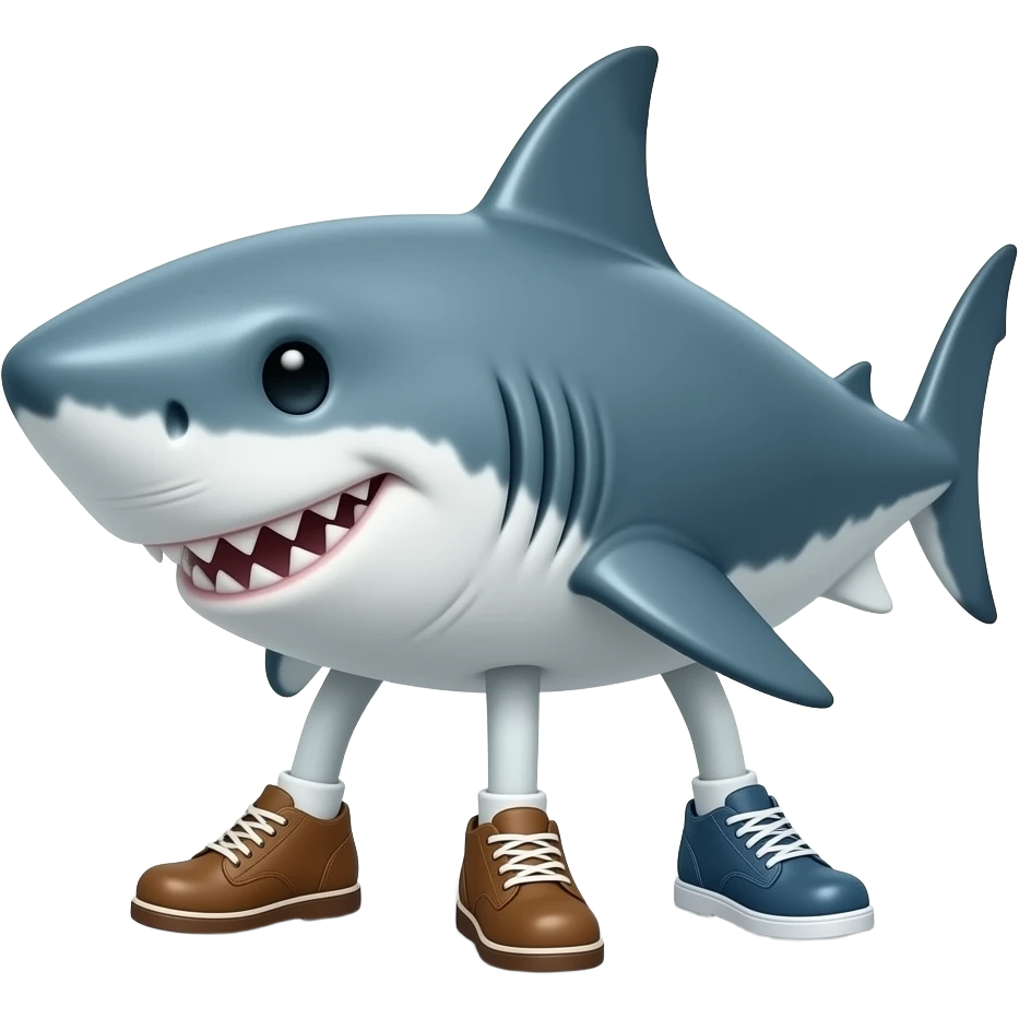 Make a shark have 3 legs and 3 shoes emoji