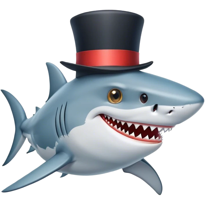 Shark with a top hat emoji