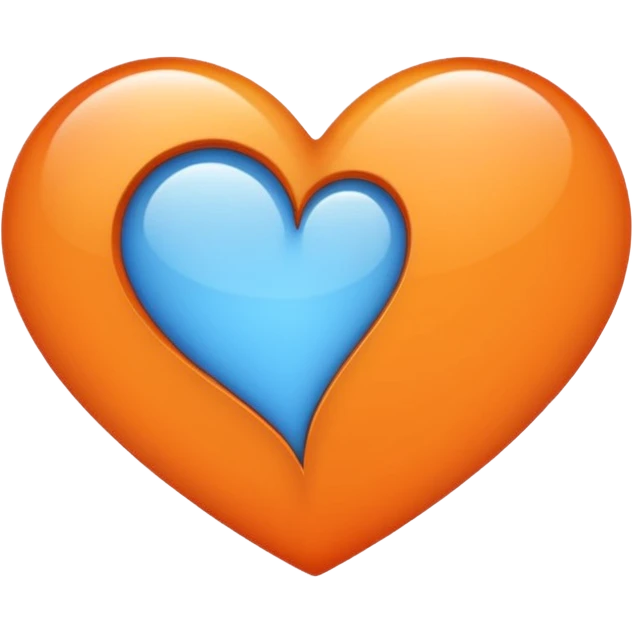 Half blue half orange heart split vertically emoji