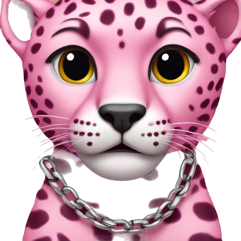 pink cheetah with a “t” chain emoji