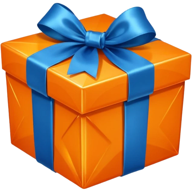 crystal orange gift box with blue ribbon emoji