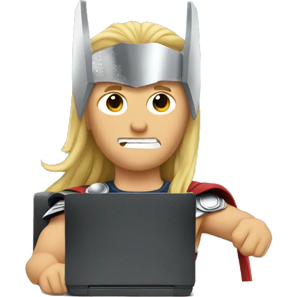 thor sitting in front of a computer emoji