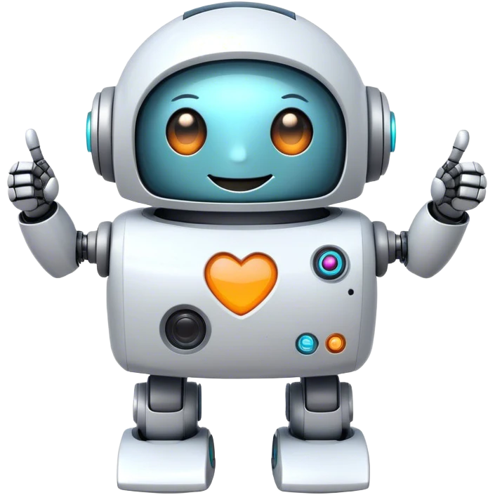 cute girly robot with a big smile, portal design , giving a big thumbs-up emoji