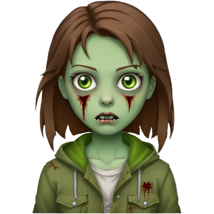 girl zombie with brown hair and green eyes emoji