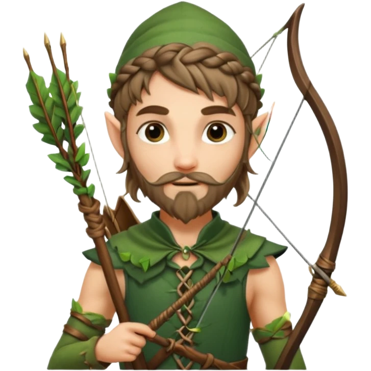 Forest elf with braided beard and bow emoji