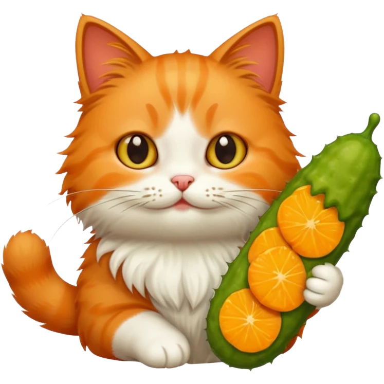 Cat holding a pickle emoji