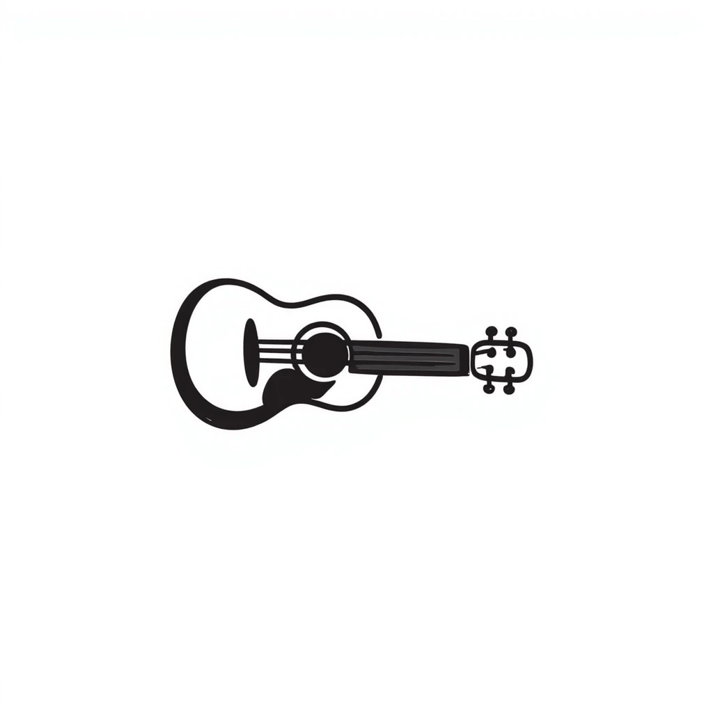 hand-drawn acoustic guitar with strings and sound hole emoji