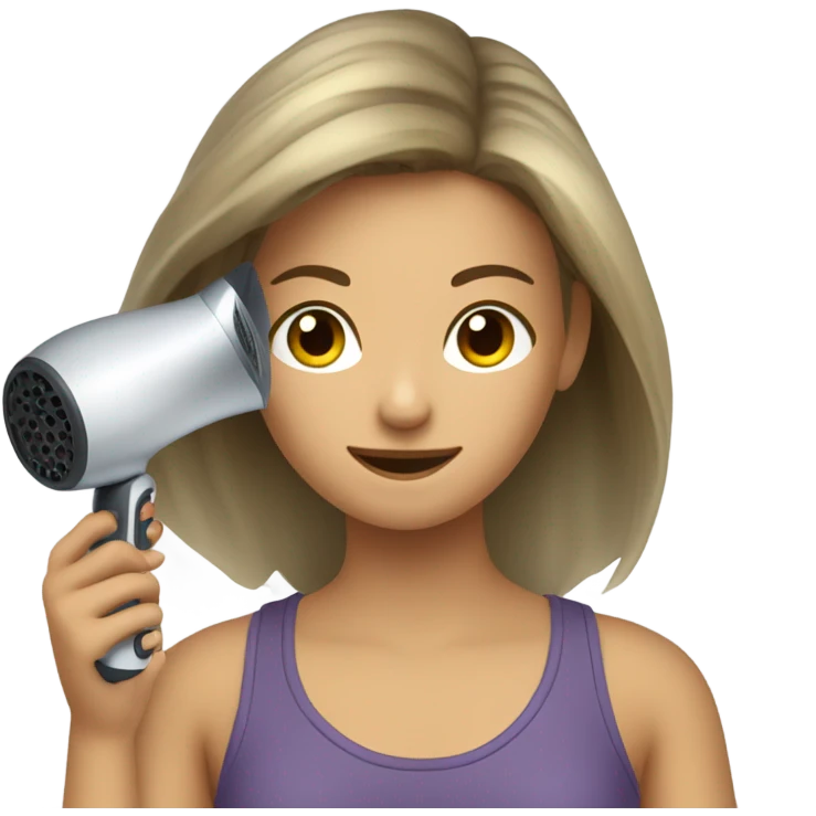 girl dries sail with hair dryer emoji
