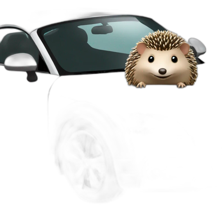 Hedgehog driving a audi TT car emoji