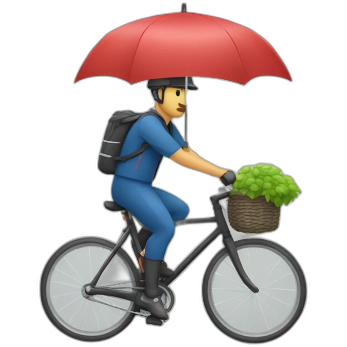 Ciclista con paraguas emoji