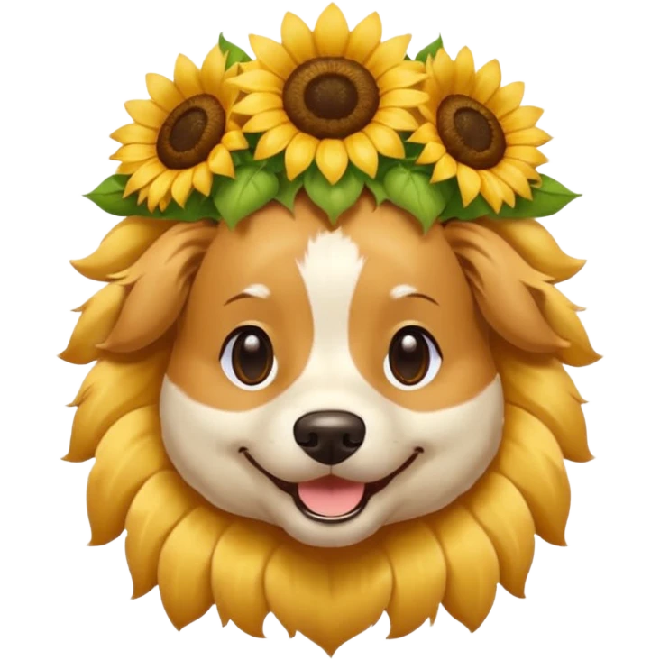 dog sitting with sunflower crown emoji