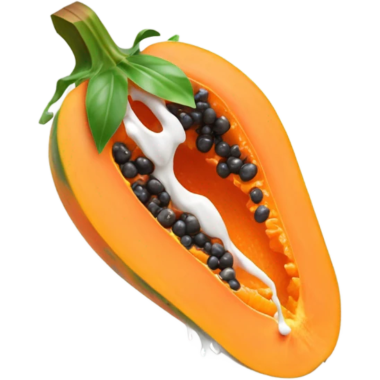 Papaya inside with wite paint dripping down emoji