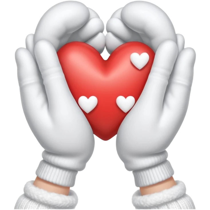 hands in mittens show a heart emoji