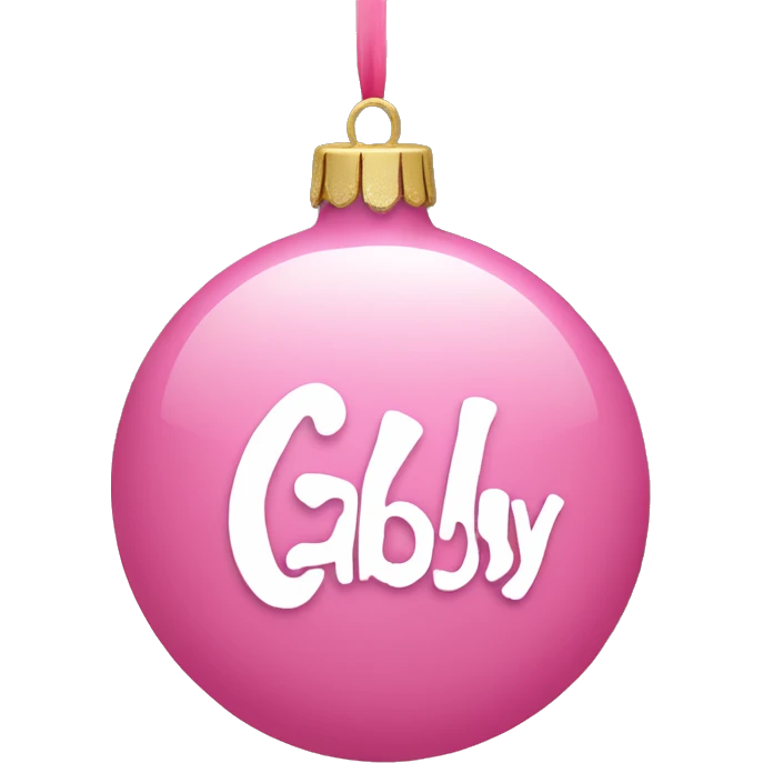 pink ornament with the name gabby on it in cursive emoji