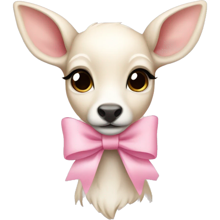 White fawn with a pink pastel bow  emoji