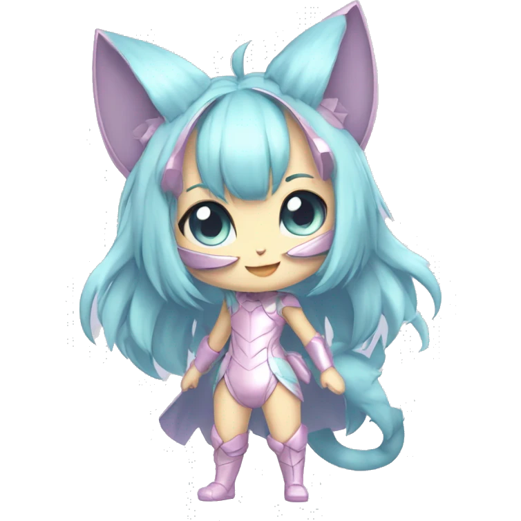 Pastel-Catgirl-Chibi-Sona-Shiny-Fakémon with a mask full body emoji