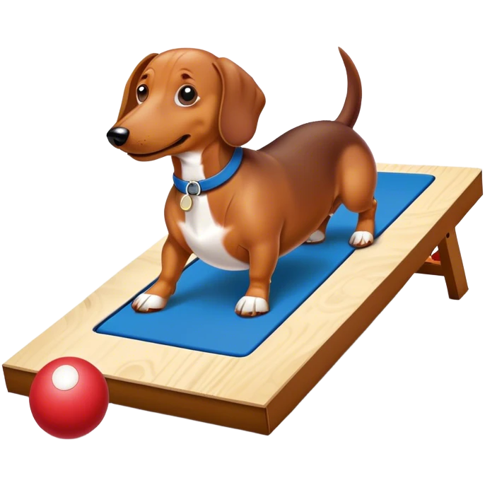 Wiener dog playing cornhole emoji