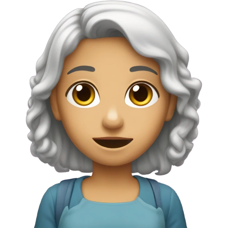 una bambina che guarda un telefono emoji