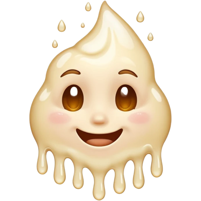 una faccina felice che si scioglie insieme a un liquido bianco emoji