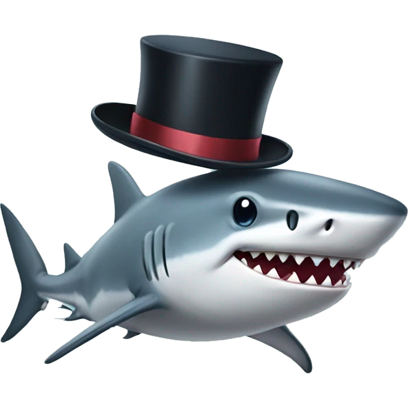 Shark with a top hat emoji