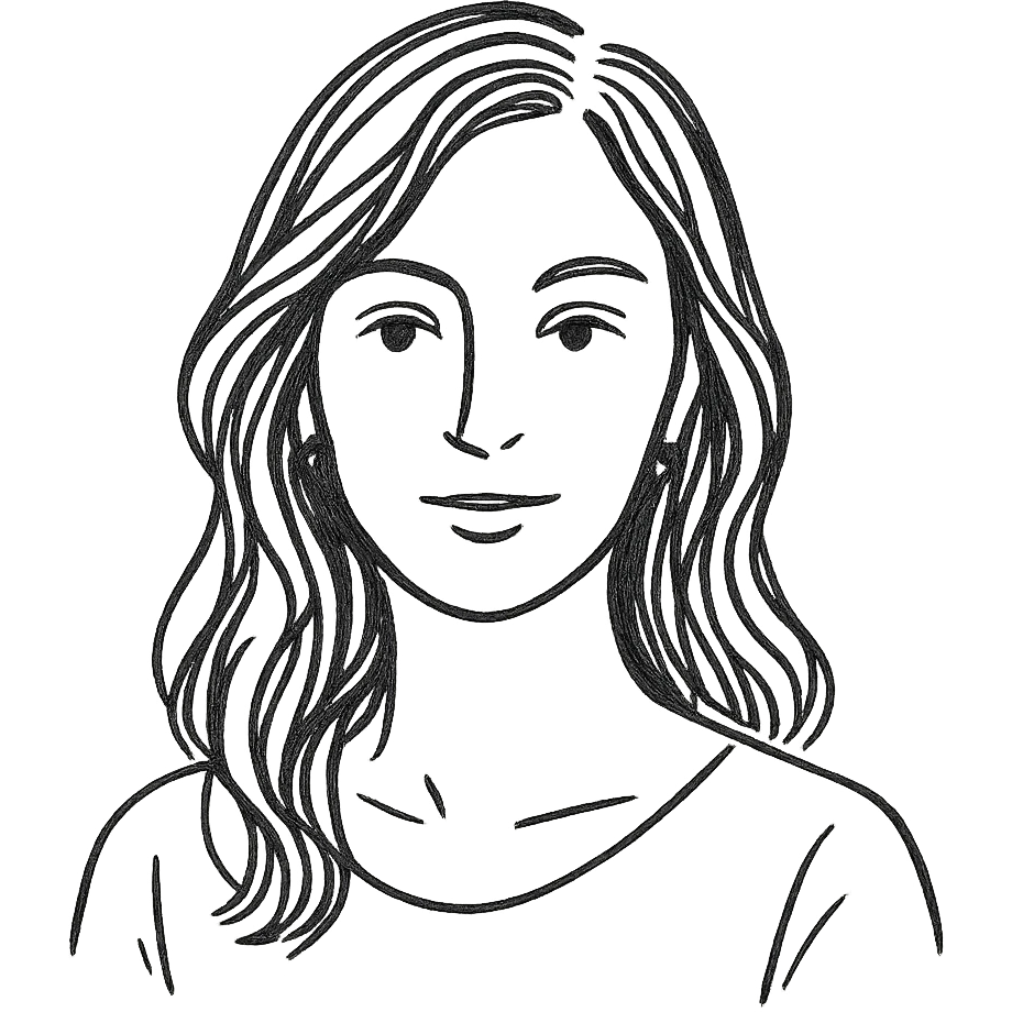 tasteful portrait of a brunette woman, hand-drawn look, black and white, elegant emoji