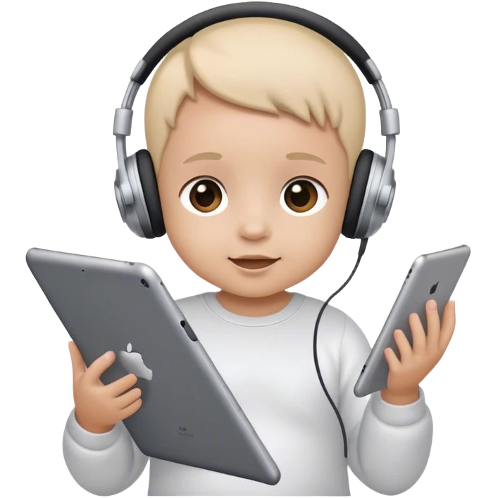 Baby with iPad and headphones emoji