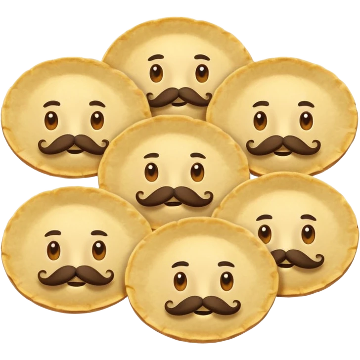 a flock of flying tortillo with a  mustache, no handlebar corners on the mustache emoji