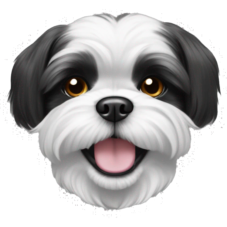 black and white shihtzu smiling emoji
