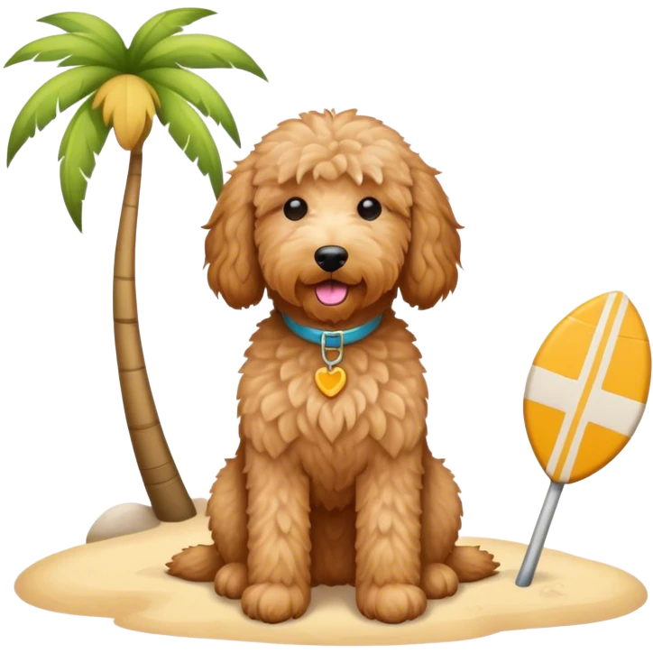 Golden doodle on vacation emoji