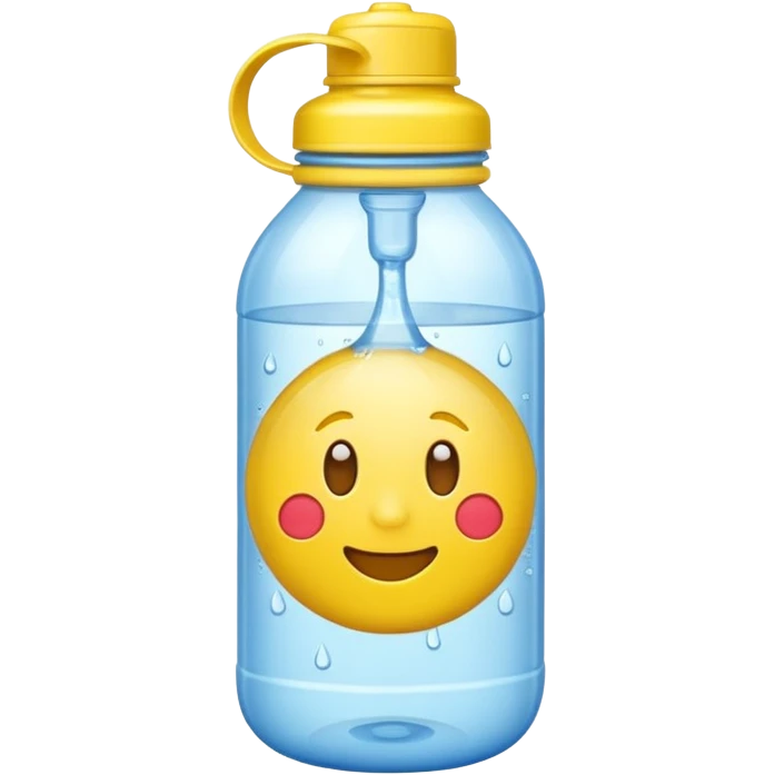 Emoji yellow stuck in a water bottle emoji