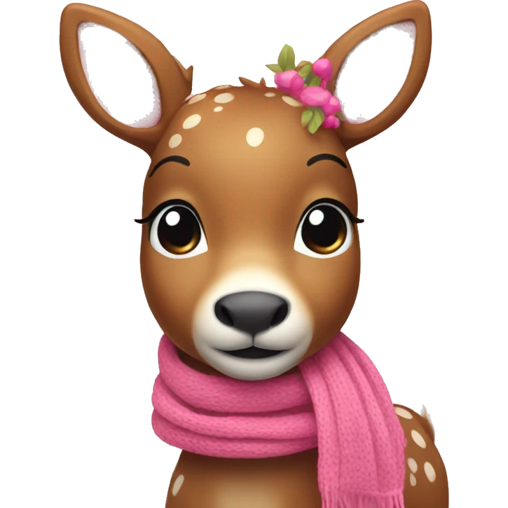 Cute deer with a pink scarf emoji