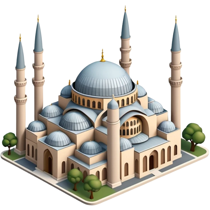 Isometric illustration of Istanbul, featuring photorealistic Hagia Sophia emoji