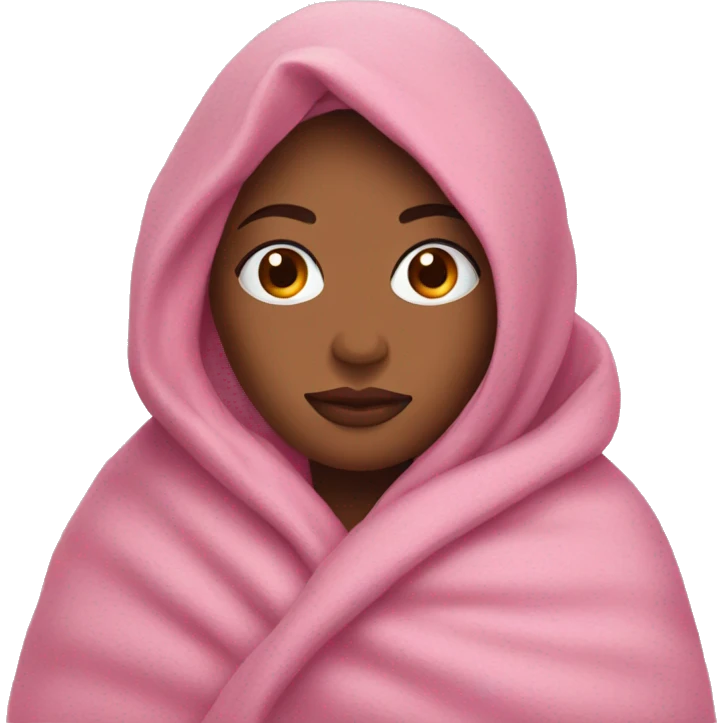 woman wrapped in pink blanket emoji