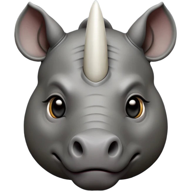 cinematic-noble--rhinoceros-portrait-emoji,slate-grey-hide-poised-and-regal,-with-a-massive,-powerful-build-and-a-thick,--deep-set-soulful-piercing-eyes,-simplified-yet-sharp-and-sophisticated-features,-highly-detailed,-large-black-eyes, white horn, front facing emoji