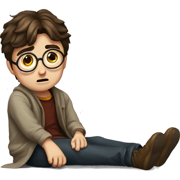 harry potter sitting on the floor and looking down, suprised face emoji