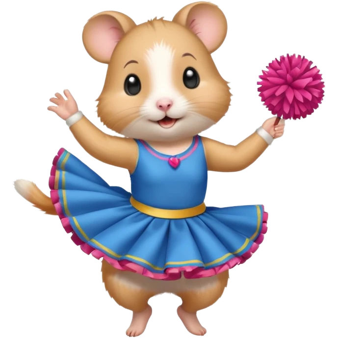 hamster girl dancing with skirt holging ponpon emoji