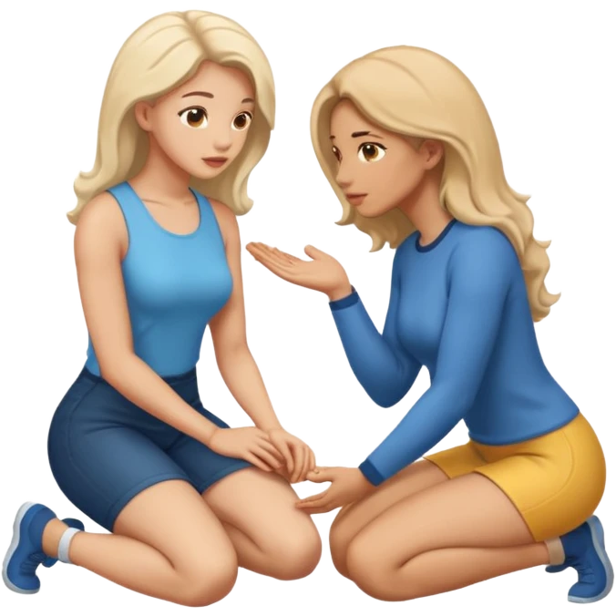 A woman on her knees for another woman emoji