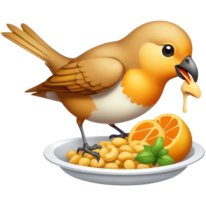 Bird eating food emoji