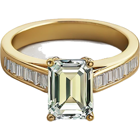 Emerald cut Gold engagement ring ￼ emoji