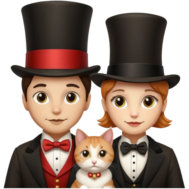 magician couple and their pet cat emoji