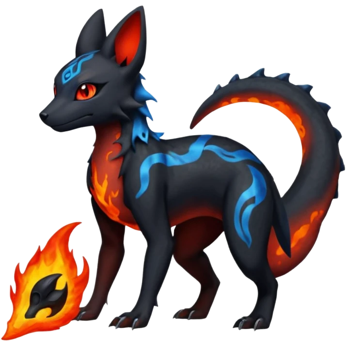 Edgy gothic dark evil volcanic magma-Salandit-Umbreon-Amaura-hybrid-fusion (full body) emoji