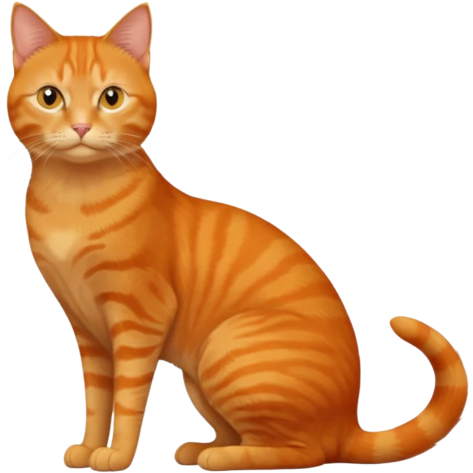 full body solid orange domestic shorthair slim cat with yellow/orange eyes sitting emoji