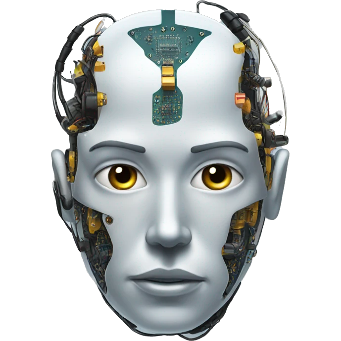 Cyborg head with eye implant and circuitry emoji