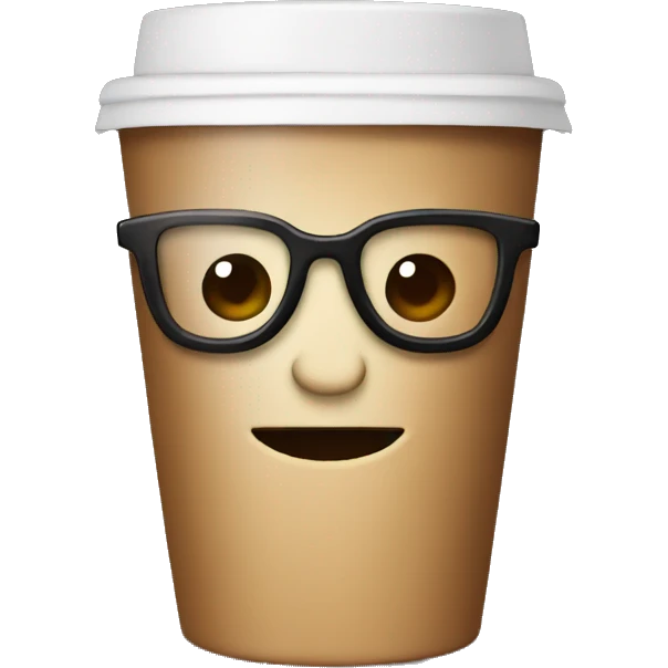 COffee cup with nerd emoji