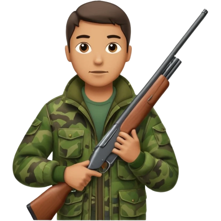 male hunter with a shotgun slung over shoulder, confident stance emoji