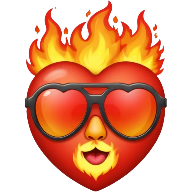 red heart and fire and sunglasses emoji