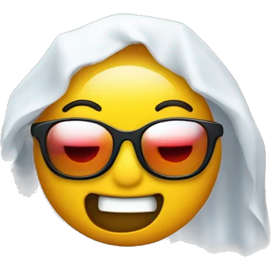 Haz un emoji de fantasma con corona, lentes y sacando la lengua  emoji