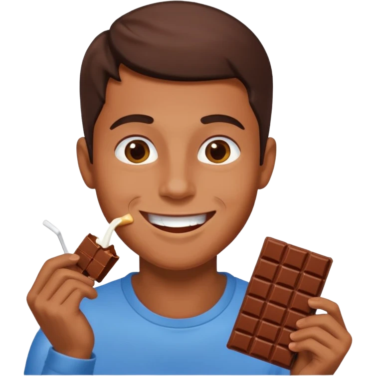 man eating chocolate emoji