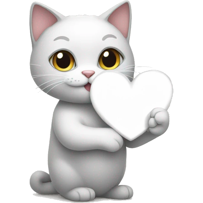The cat is holding a white heart  emoji