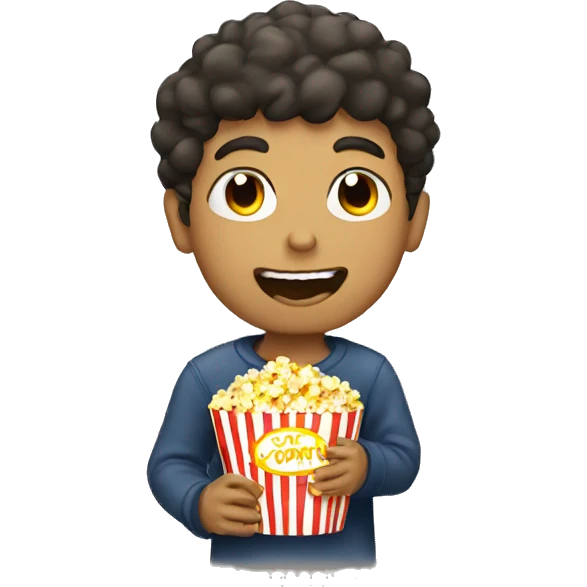 A boy eating popcorn  emoji